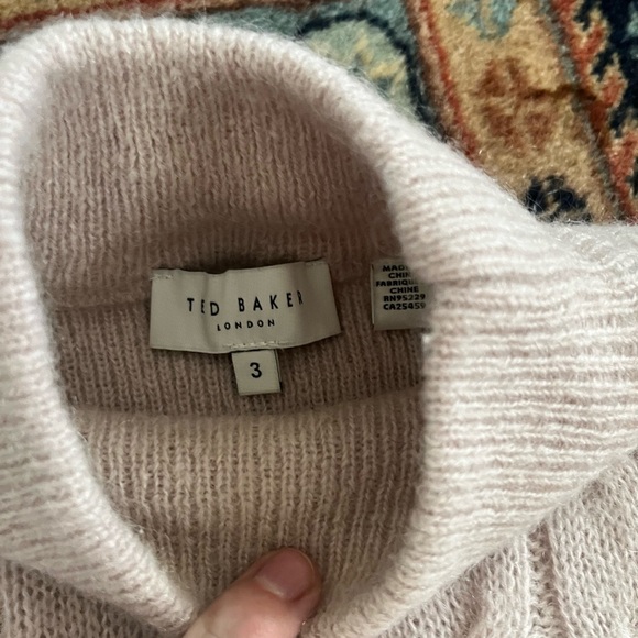 Ted Baker Veolaa Cable Knit Wool Mohair Blend Sweater lilac purple pink Size M 3 - Picture 5 of 10